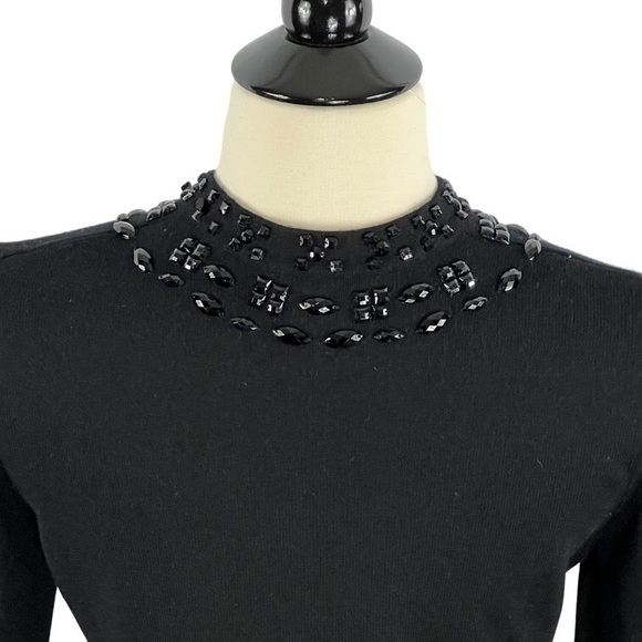 INC Silk/Angora Blend V-Neck Black Tunic with Black Gem Embellishments. Size S - Picture 11 of 13